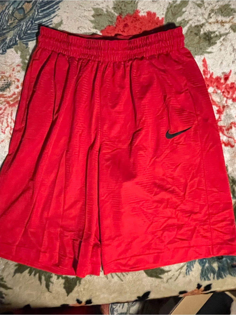Nike Men’s Red Athletic Shorts with Black Swoosh